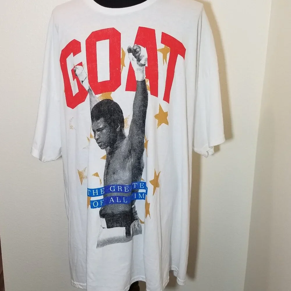 Hybrid Apparel White Mens 5X T Shirt Muhammad Ali‎ Goat Retro Boxing Champ NWOT